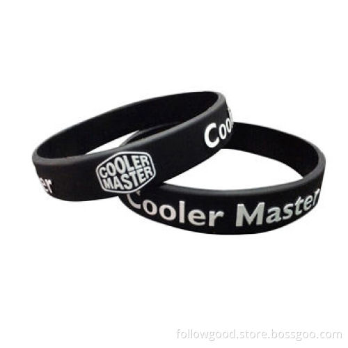 High Quality Black Debossed Silicone Wristband, Nontoxic